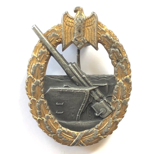 381 - German Third Reich Kriegsmarine Coastal Artillery War badge by Friedrich Linden, Ludenscheid.  A goo... 