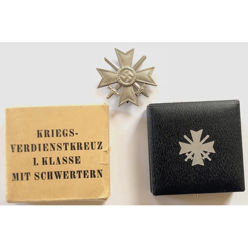 388 - German Third Reich cased 1939 War Merit Cross 1st Class with swords with cardboard outer box by Desc... 