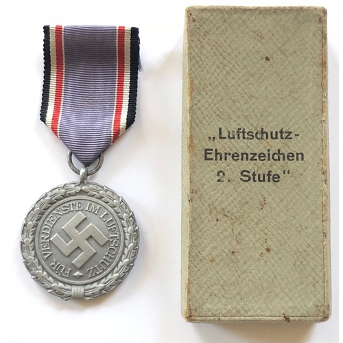 393 - German Third Reich Luftschutz Decoration, 2nd class in boxof issue  A good silved aluminium 1938 Luf... 