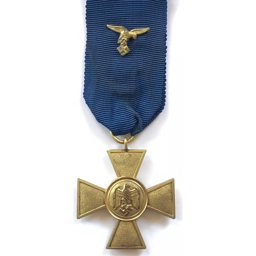 399 - German Third Reich Luftwaffe 25 year Service Cross.  Good scarce 25 year Armed Forces Cross in gilt ... 