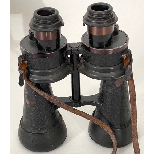 400 - German. WW2 pair of 7 x 50 Kriegsmarine binoculars and case.  Bearing stamp 7 x 50 and Beh 455131. B... 