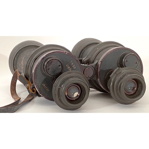 400 - German. WW2 pair of 7 x 50 Kriegsmarine binoculars and case.  Bearing stamp 7 x 50 and Beh 455131. B... 