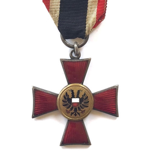 408 - Imperial German Hanseatic Cross for Lubeck.  Good scarce red translucent enamel cross; gilt central ... 