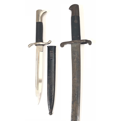 410 - German Fire Police Dress Bayonet and a British sword bayonet.  Good example with 20 cm plate blade b... 