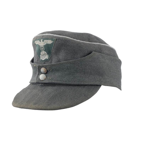 424 - German Third Reich Waffen SS Officer M43 field cap  A fine example of grey gaberdine with rayon lini... 