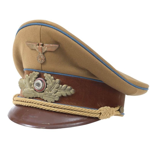 425 - German Third Reich NSDAP Leader Ortsgruppenleiter' peaked cap.  A good example of tan woollen cloth ... 