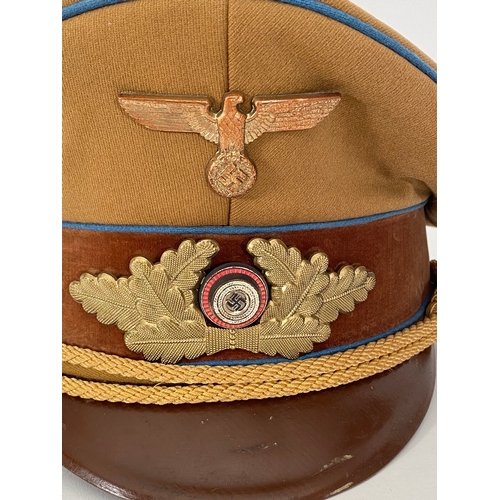 425 - German Third Reich NSDAP Leader Ortsgruppenleiter' peaked cap.  A good example of tan woollen cloth ... 