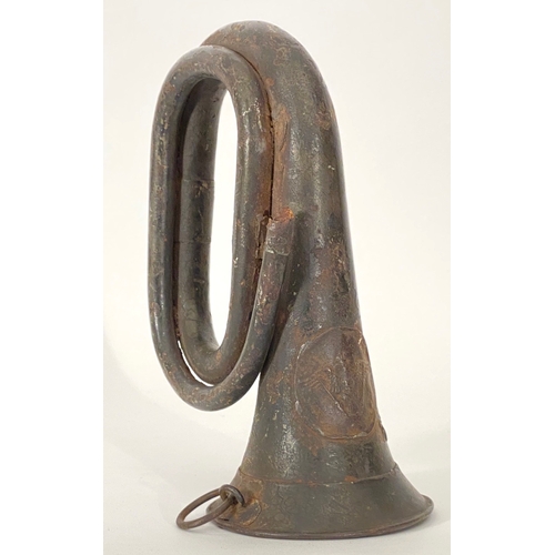 444 - WW1 1917 German Military Bugle.  This metal example retains a large amount of the original field gre... 