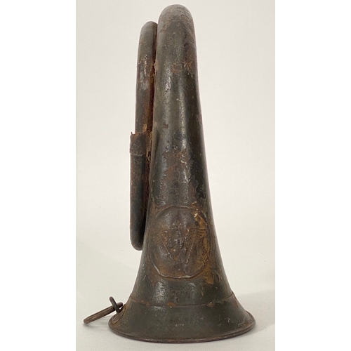 444 - WW1 1917 German Military Bugle.  This metal example retains a large amount of the original field gre... 