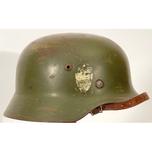 446 - Norwegian Army (WW2 German) Steel Helmet.  A good example of the WW2 German turned edge helmet taken... 