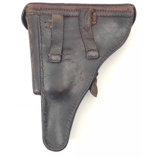 447 - WW1 1916 Imperial German Luger Holster.  A good example of polished brown leather, retaining belt lo... 