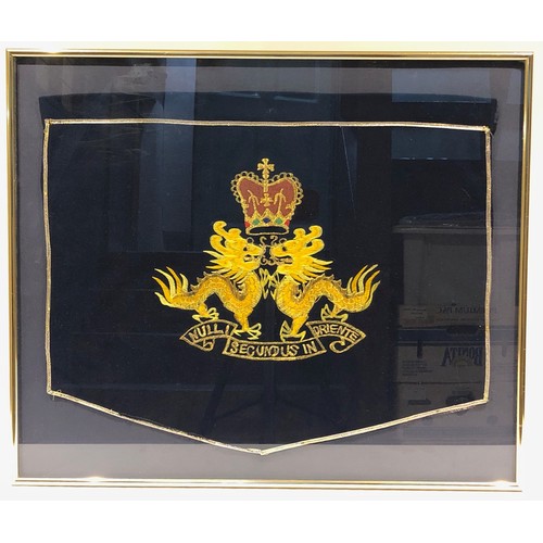 302 - Royal Hong Kong Regiment Music stand drape.  A scarce regimental pattern drape. The ground is of dar... 