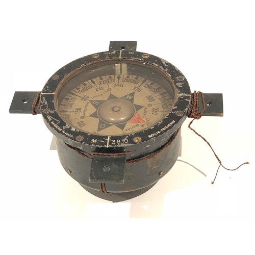 398 - WW1 Period Imperial German Navy Ship's or Boat Compass. This example by Carl Bamberg of Berlin. Bras... 