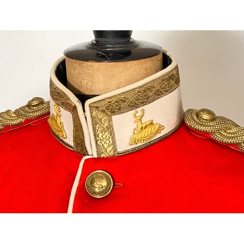 362 - Hertfordshire Regiment Officer Home Service Helmet and Uniform. A collection of 1902-1914 uniforms w... 