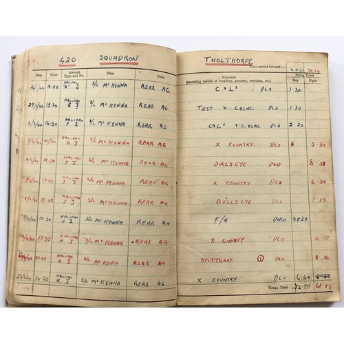 238 - WW2 RAF Bomber Command Aircrew Europe Star Medal and Log Book Group. Awarded to Flight Lieutenant L.... 