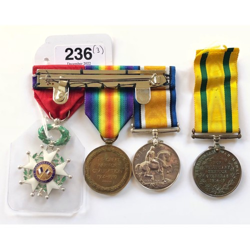 236 - WW1 Welsh Regiment Territorial Force War Medal Group of Four Medals. Awarded to 899 PTE H.F. THANE W... 