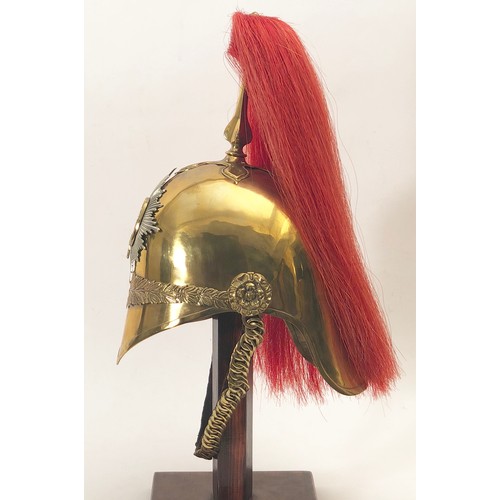 351 - 1st (or King's) Dragoon Guards 1871 pattern helmet. Good scarce brass skull decorated with brass lau... 