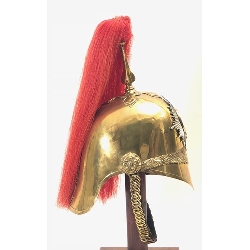 351 - 1st (or King's) Dragoon Guards 1871 pattern helmet. Good scarce brass skull decorated with brass lau... 