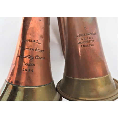 238 - WW1 1914 Dated Military Bugle
copper and brass bugle with white metal mouthpiece.  The lower pa... 