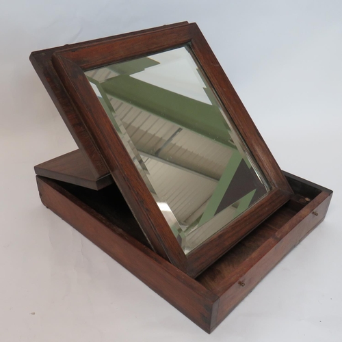 244 - Victorian Period Campaign Folding Mirror
12 x 10 x 2 inch, polished wooden box.  The double hin... 