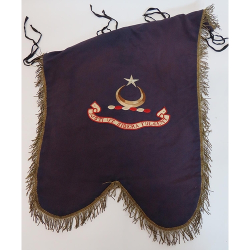 247 - Royal Scots Fusiliers Piper's Banner
maroon banner with gilt wire edge fringe.  Embroidery crow... 