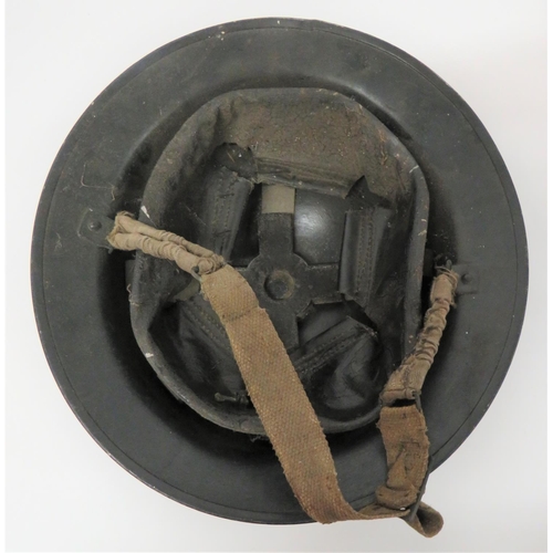 295 - Police Special Constabulary MKII Steel Helmet
black painted outer shell.  The front with white stenc... 