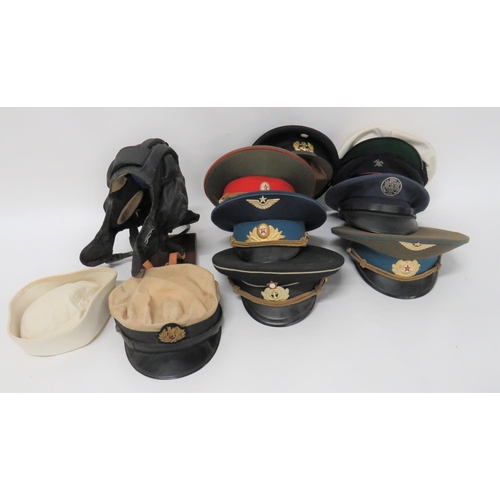 302 - Selection of Various Hats Including Russian
including black, padded linen, Tank Crew helmet complete... 