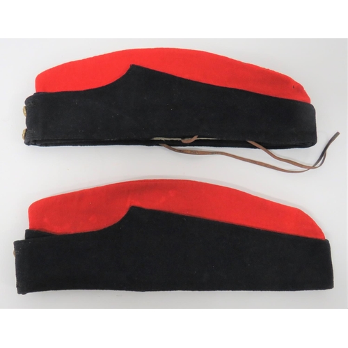 306 - Two Middlesex Yeomanry Cavalry OR's Forage Caps
scarlet crown and body.  Black curtain with bra... 