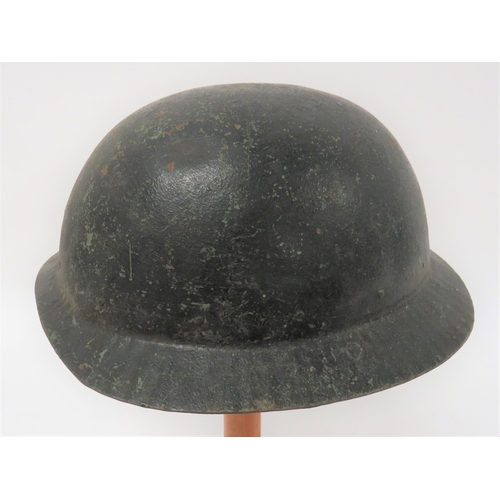 307 - WW1 Period Private Purchase Steel Helmet
black overpainted apple green crown and ribbed brim.  ... 