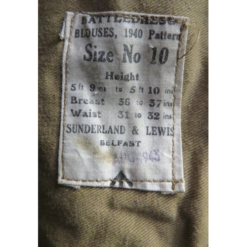 331 - 1940 Pattern Battledress Jacket
khaki, woollen, single breasted, converted open collar, short jacket... 