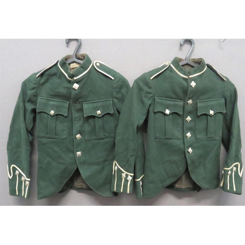 336 - Two Scottish Bandsman Doublets
green woollen, single breasted, high collar doublet.  Pleated ch... 