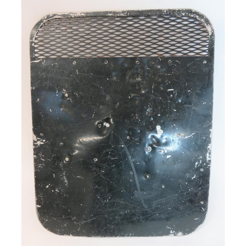 347 - Early Post War British Army Riot Shield
black painted, rectangular alloy shield.  The top with ... 