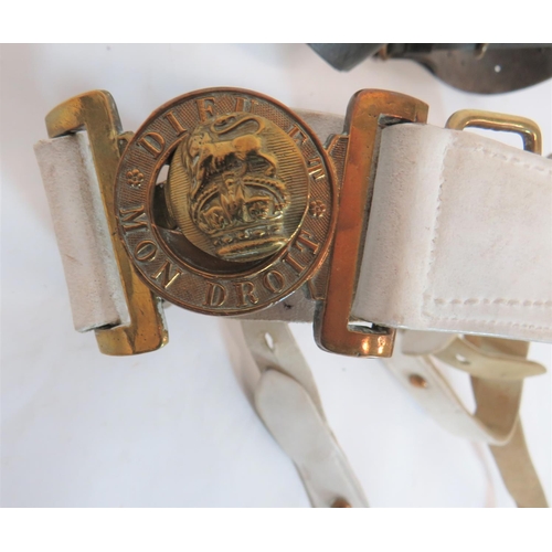 352 - Post 1901 NCO's Sword Belt
white blancoed, buff leather, two section belt.  The left side with oval ... 