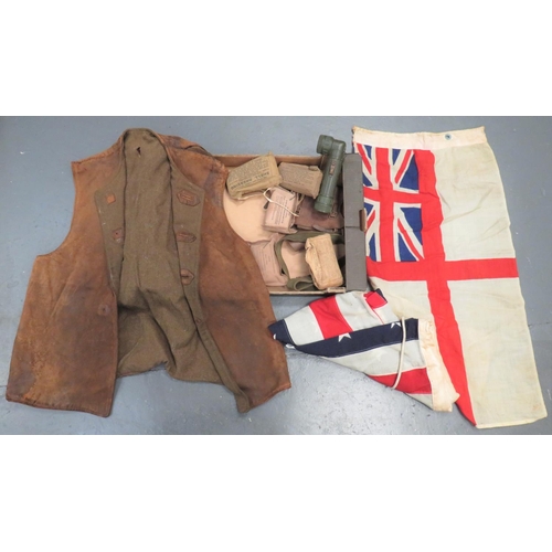 358 - Varied Selection of Equipment
including 1945 dated, sleeveless, leather jerkin .  Lining with m... 