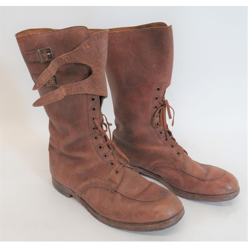 363 - Pair of WW1/WW2 Officer Trench Boots
brown leather boots with front lace panels.  The tops with... 