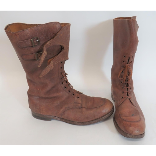 363 - Pair of WW1/WW2 Officer Trench Boots
brown leather boots with front lace panels.  The tops with... 