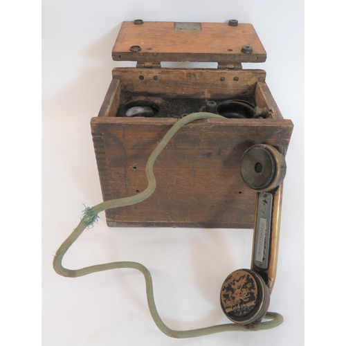 364 - Scarce WW1 Period Trench Telephone
wooden box with flip down front.  Internal steel box holding the ... 