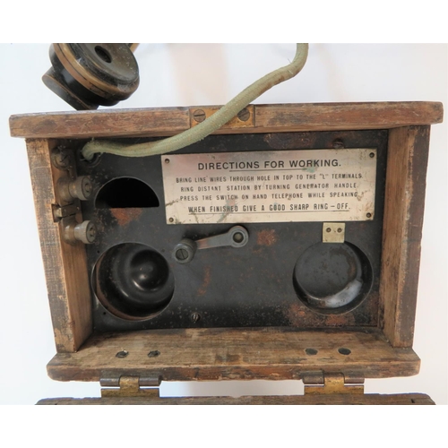 364 - Scarce WW1 Period Trench Telephone
wooden box with flip down front.  Internal steel box holding the ... 