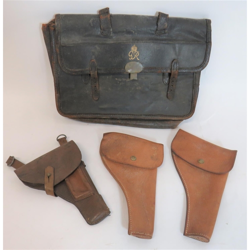 367 - King George VI Period Official Marked Case
black leather, expandable case.  The top flap with g... 