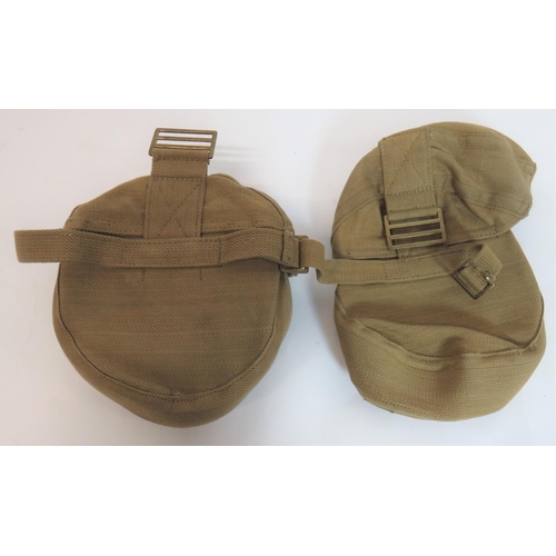 369 - Pair of British Drum Magazine Transit Bags
khaki canvas, circular cases.  Full top flaps secure... 