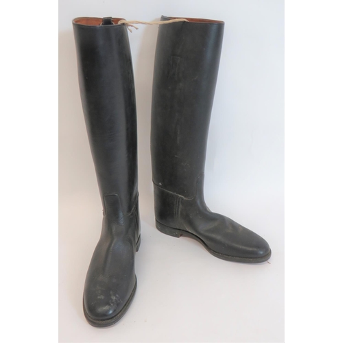 378 - Pair of Cavalry Pattern Leather Boots
black leather, high leg boots.  Leather soles and heels. ... 