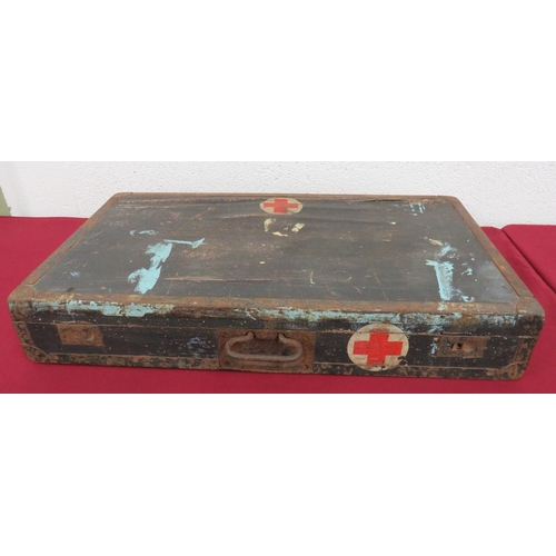 384 - WW2 German Medical Box
28 x 16 x 5 inch plywood box with reinforced edges and corners.  Dark gr... 