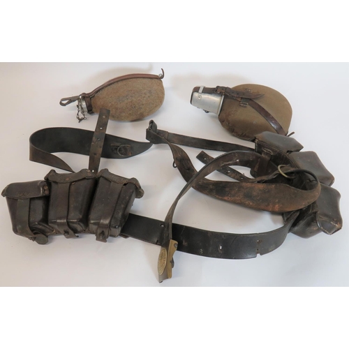 385 - Imperial And Post German Equipment
consisting black leather belt with bi-metal Imperial buckle.  Fas... 