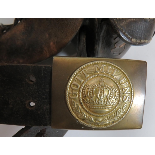 385 - Imperial And Post German Equipment
consisting black leather belt with bi-metal Imperial buckle.  Fas... 