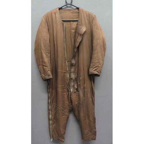 395 - WW2 RAF Sidcot Suit Padded Liner
brown silk padded suit.  Central zip fastening and both outsid... 