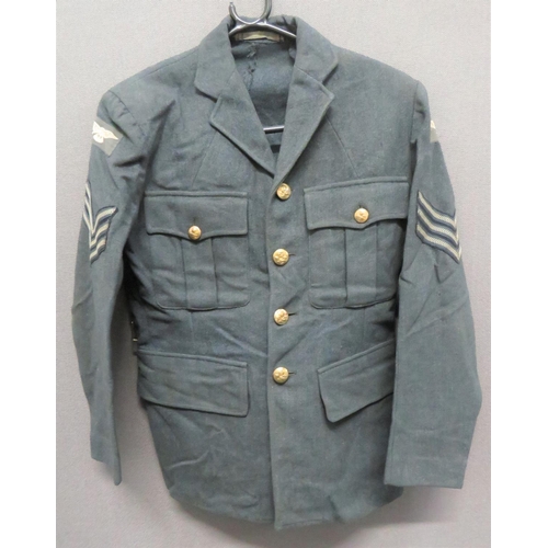 396 - WW2 RAF Sergeant's Service Dress Tunic
blue grey woollen, single breasted, open collar tunic.  ... 