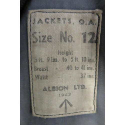 396 - WW2 RAF Sergeant's Service Dress Tunic
blue grey woollen, single breasted, open collar tunic.  ... 