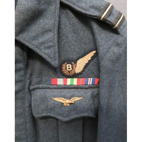 400 - WW2 War Service Battledress and Trousers
blue grey woollen, single breasted, closed collar, short ja... 