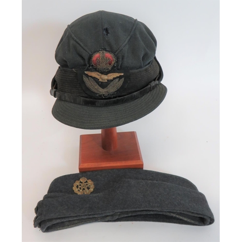 406 - Pre 1952 WAAF Officer's Service Dress Cap
blue grey, three section crown, stiff band, stitched fold ... 