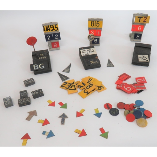 412 - Good Selection Of Aircraft Plotting Markers
including 3 x alloy plotting stands ... 3 x wooden plott... 